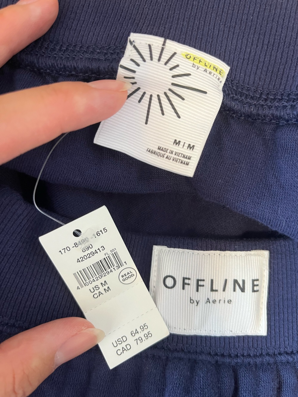 aerie Navy Ribbed Maxi Skirt with Front Slit - Picture 4 of 6